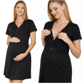 koszula-nocna-do-karmienia-ciazowa-heyo-czarna-bawelniana-rozpinana-l