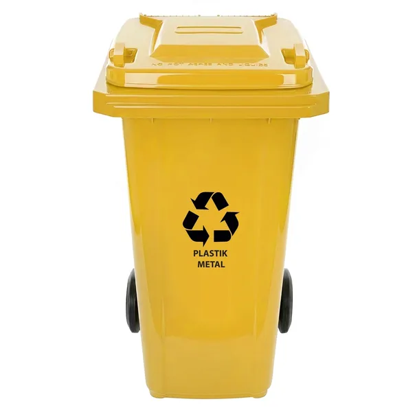 Kosz na śmieci pojemnik do segregacji odpadów żółty (PLASTIK / METAL) 120L