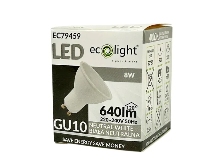 zarowka-led-ecolight-gu10-8w-moc-8-w