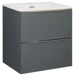 Zdjęcie produktu Zestaw Łazienkowy 60cm Antracyt Szafka z Umywalką Asus 2 Szuflady Adel