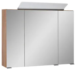 Zdjęcie produktu Szafka Łazienkowa z Lustrem i Oświetleniem Spectra 80cm 3 Drzwi Dąb Country