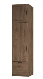wysoka-waska-szafa-na-ubrania-z-nadstawka-szuflady-kapri-245cm-dab-lefkas