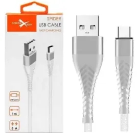 bialy-kabel-pleciony-spider-usb-typ-c-3m