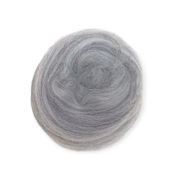 Wełna, czesanka polska, 10g- melanż jasny szary