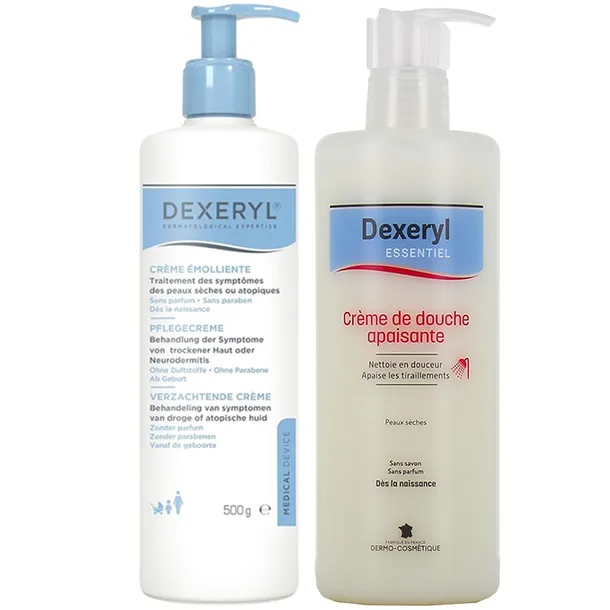 Krem Dexeryl Emolient AZS 500ml + krem myjący Dexeryl do skóry suchej 500ml