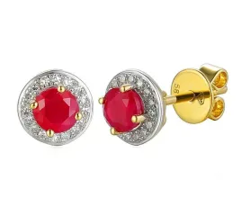 zlote-kolczyki-585-rubin-diamenty-sztyft-elegancki-prezent