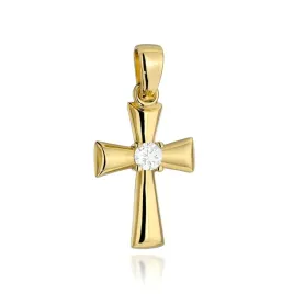 zloty-krzyzyk-z-cyrkonia-elegancki-na-prezent-585-chrzest-komunia-grawer