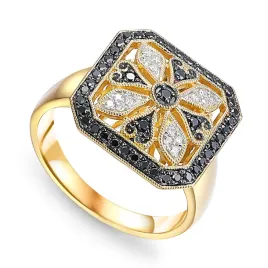 zloty-14k-pierscionek-czarne-biale-diamenty-grawer