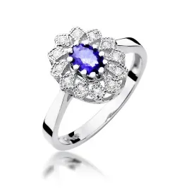 pierscionek-585-tanzanit-diamenty-biale-zloto