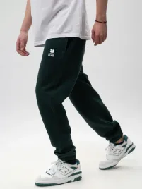 spodnie-dresowe-meskie-bawelniane-ciemne-zielone-good-luck-print-logo-m