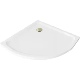 mexen-flat-brodzik-polokragly-slim-100-x-100-cm-bialy-syfon-zloty