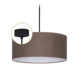 lampa-wiszaca-brazowa-lniana-czarny-kabel-regulowana-nowoczesny-design