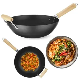 wok-na-indukcje-ze-stali-weglowej-z-drewnianym-uchwytem-32cm-hendi-carbon