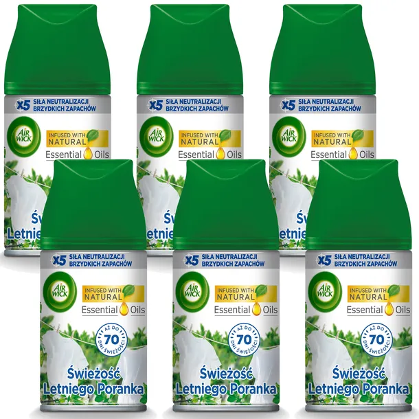 AIR WICK WKŁADY DO ODŚWIEŻACZA POWIETRZA ŚWEŻOŚĆ LETNIEO PORANKA 6X 250ML