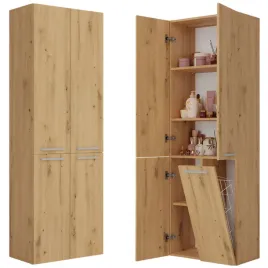 slupek-lazienkowy-z-koszem-na-pranie-regal-60-cm-szafka-5-polek-dab-artisan