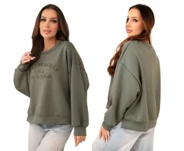 khaki-bluza-damska-wiskozowe-oversize-z-napisem