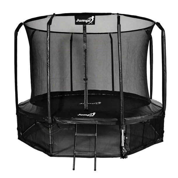 Trampolina Ogrodowa Jumpi 374cm/12FT Maxy Comfort Czarna Z Wewnętrzną Siatk
