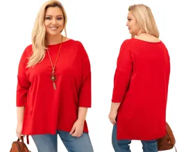 czerwona-bluzka-damska-bawelniana-plus-size-oversize-z-dluzszym-tylem