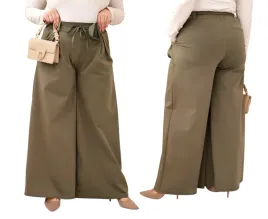 khaki-spodnie-damskie-plus-size-z-szeroka-nogawka-i-ozdobna-roza