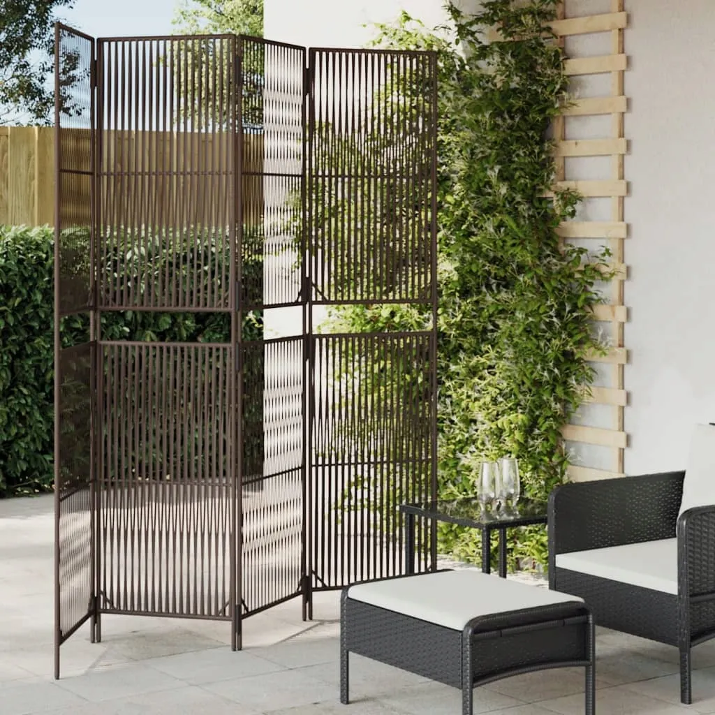 parawan-4-panelowy-brazowy-polirattan