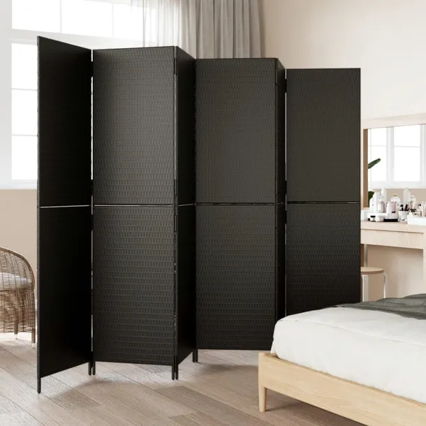 parawan-6-panelowy-czarny-polirattan-kod-producenta-365352