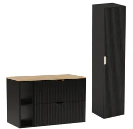 czarny-zestaw-lazienkowy-100cm-szafka-regal-blat-slupek-ryflowane-fronty