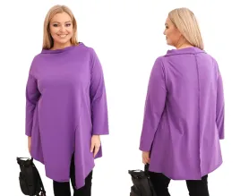 fioletowa-bluzka-damska-bawelniana-plus-size-asymetryczna-z-podwijanym-reka