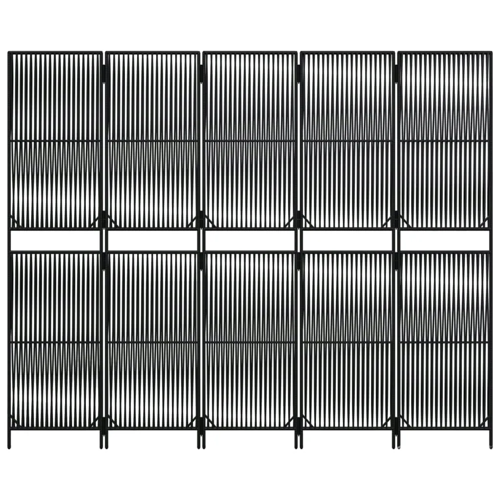 parawan-5-panelowy-czarny-polirattan-stan-nowy