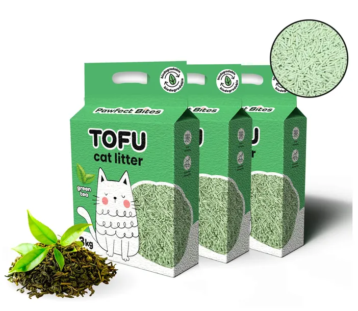 Żwirek tofu dla kotów zielona herbata zbrylający 9kg Pawfect Bites