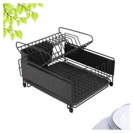 suszarka-do-naczyn-dwupoziomowa-nierdzewna-ociekacz-metalowa-z-podstawka