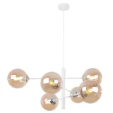lampa-sufitowa-wiszaca-bialy-zyrandol-chrom-miodowe-kule-6-zrodel-do-salonu-stan-nowy