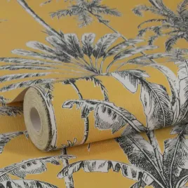 tapeta-scienna-zolta-palmy-tropikalne-egzotyczna-winyl-flizelina-1005m