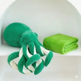 osmiornica-pluszowa-z-kocem-3w1-poduszka-maskotka-zielona