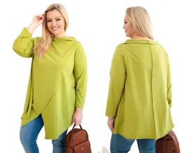 oliwkowa-bluzka-damska-bawelniana-plus-size-asymetryczna-z-podwijanym-rekaw