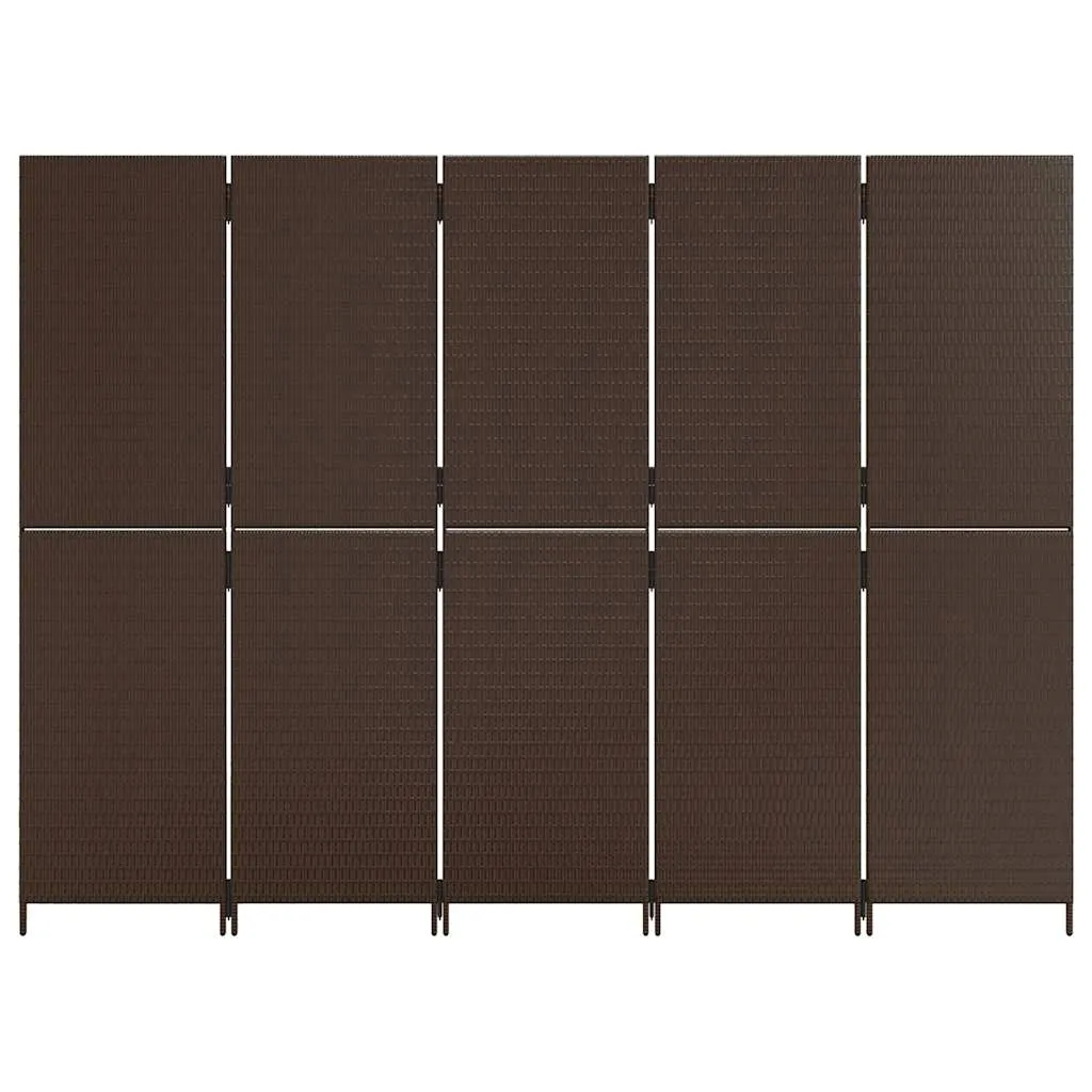 parawan-5-panelowy-brazowy-polirattan-stan-nowy