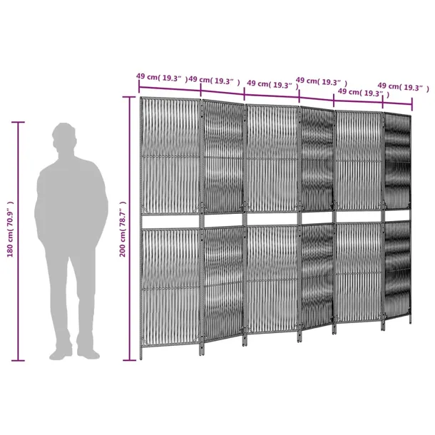 parawan-6-panelowy-bezowy-polirattan-kod-producenta-365403-stan-nowy