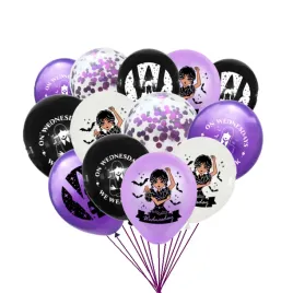 balony-zestaw-12-szt-wednesday-addams-na-bal-urodziny-halloween