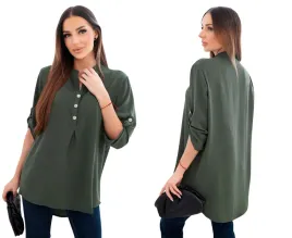 ciemne-khaki-bluzka-damska-z-podwijanym-rekawem