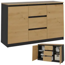 komoda-z-szufladami-antracyt-dab-artisan-120-cm-3-szuflady-2x-drzwi