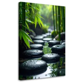 obraz-do-salonu-sypialni-kuchni-biura-czarne-kamienie-woda-bambus-zen-spa