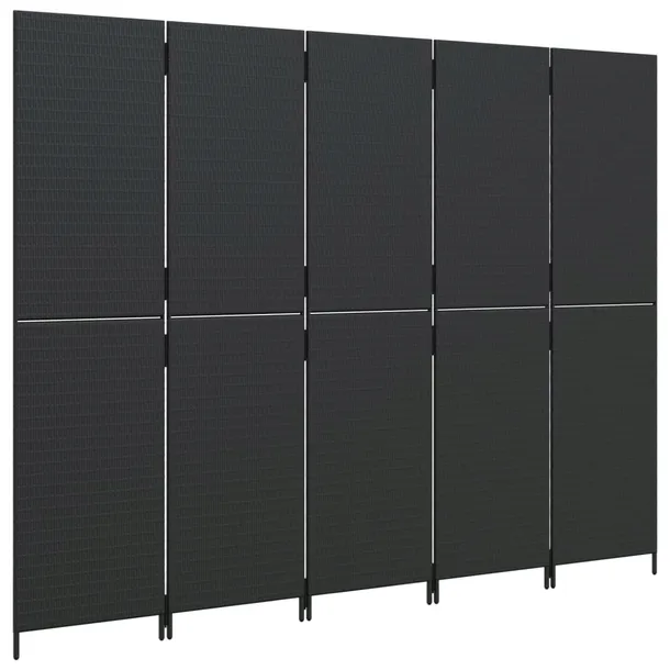 parawan-5-panelowy-czarny-polirattan-stan-nowy