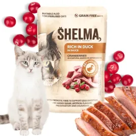 mokra-karma-dla-kota-kaczka-z-zurawina-bezzbozowa-premium-shelma-85g