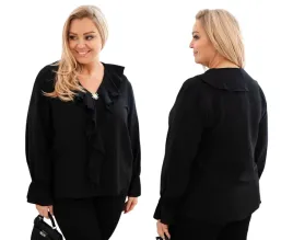 czarna-bluzka-damska-elegancka-plus-size-z-wiskozy-z-falbana-przy-dekolcie