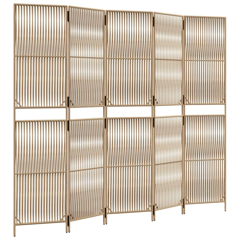 parawan-5-panelowy-bezowy-polirattan-stan-nowy