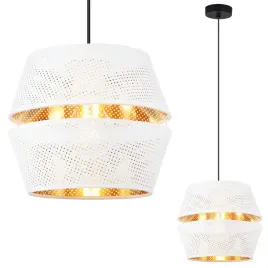 lampa-sufitowa-wiszaca-bialo-zlota-zyrandol-z-abazurem-z-siatki-glamour-e27