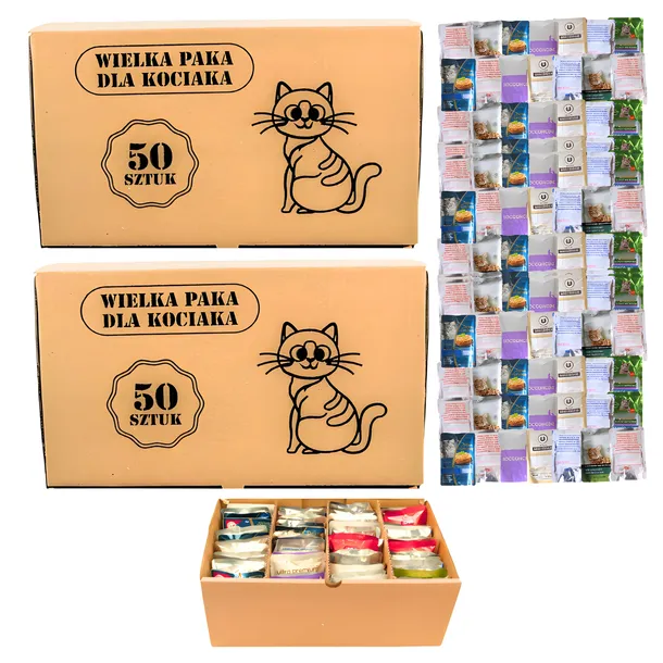 50 szt. Karma mokra dla kota Saszetki Mix Smaków Wielka Paka dla Kociaka