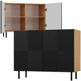 komoda-ryflowany-dekoracyjny-front-4-polki-dab-artisan-czarny-salon-pokoj