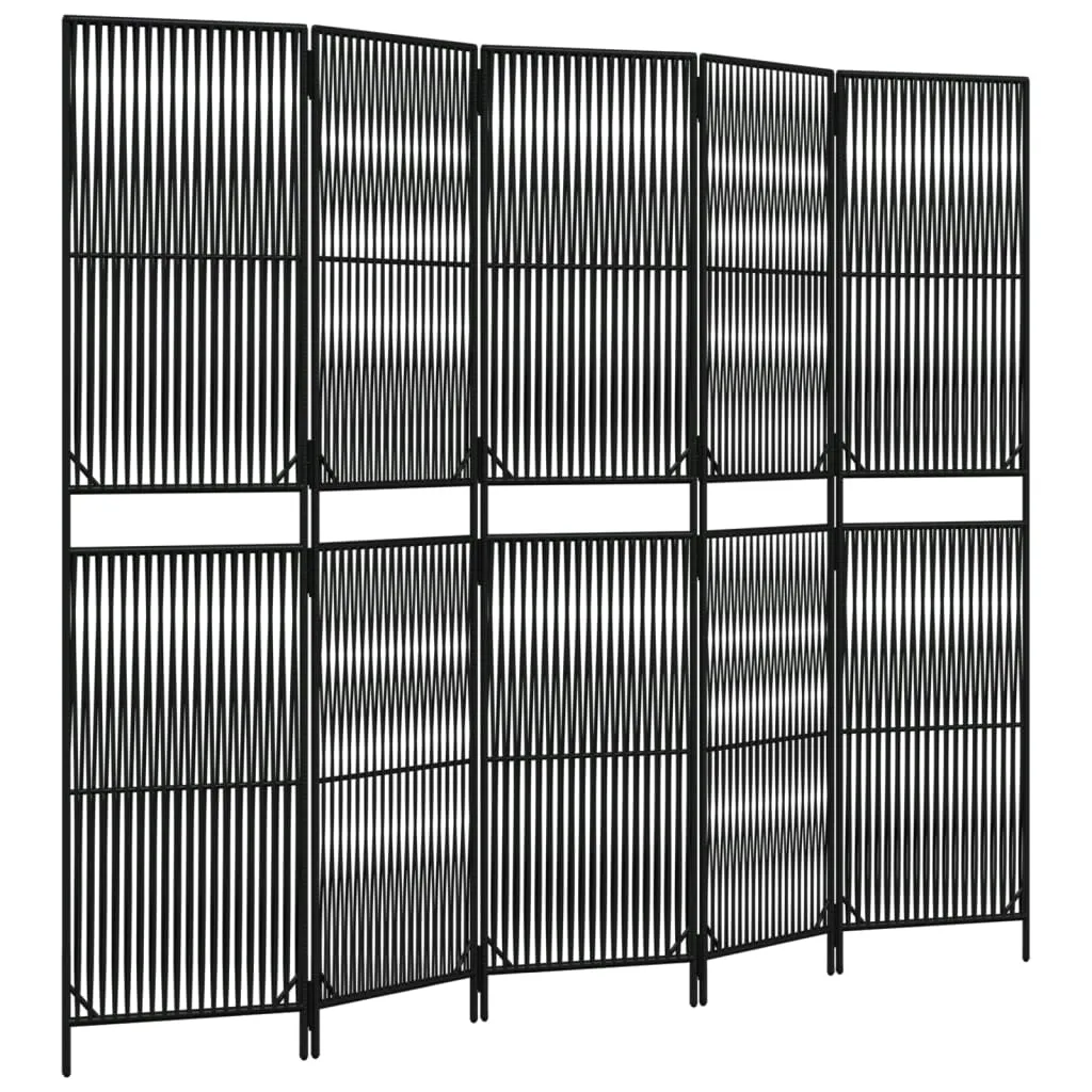 parawan-5-panelowy-czarny-polirattan-stan-nowy