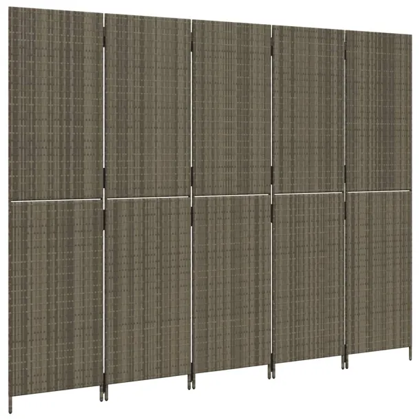 parawan-5-panelowy-szary-polirattan-producent-vidaxl