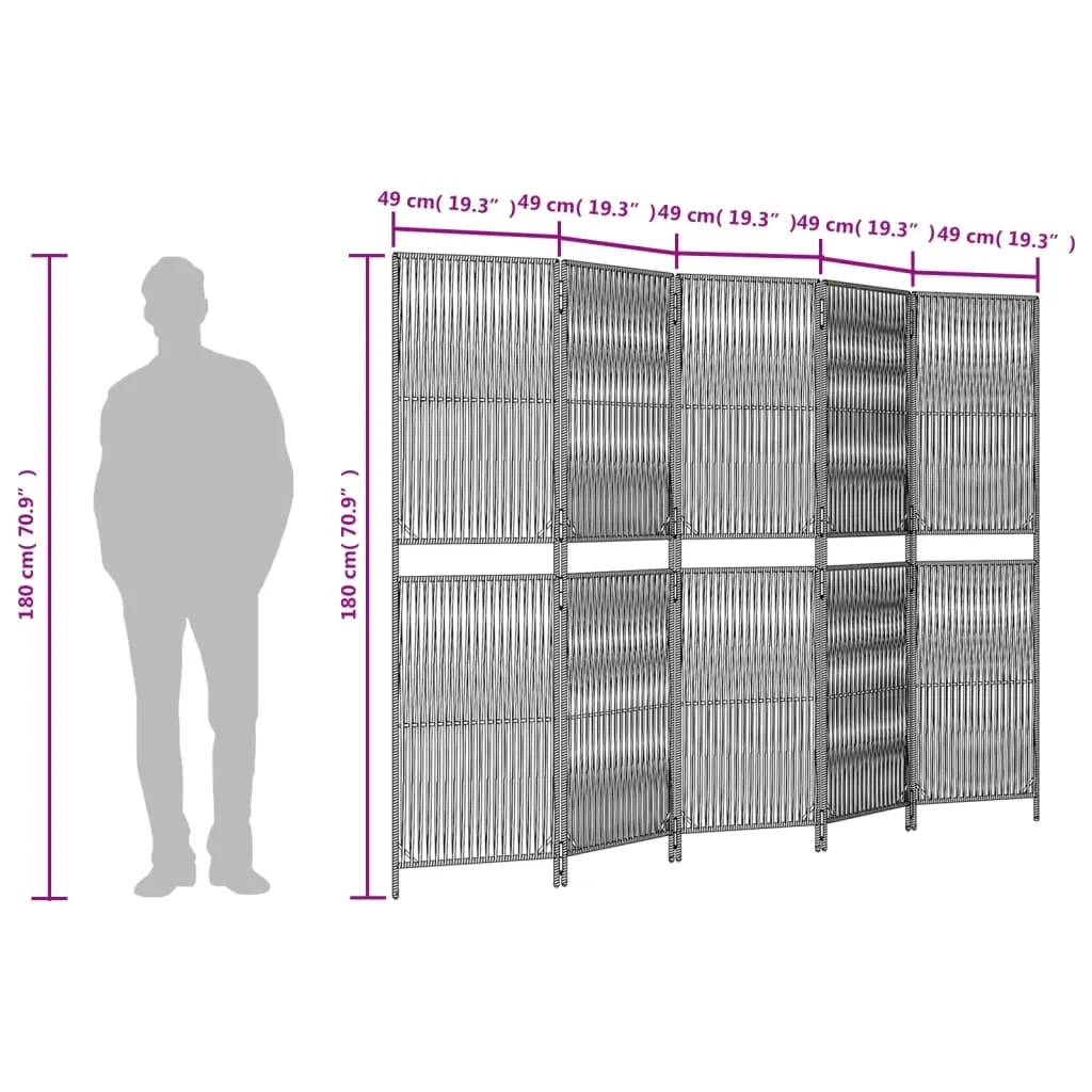 parawan-5-panelowy-szary-polirattan-stan-nowy